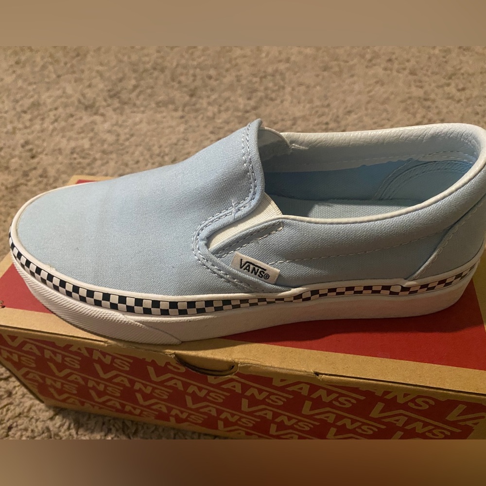 Baby Blue Slip On Vans